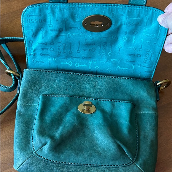 Fossil Turquoise Leather Crossbody Bag - Picture 5 of 11
